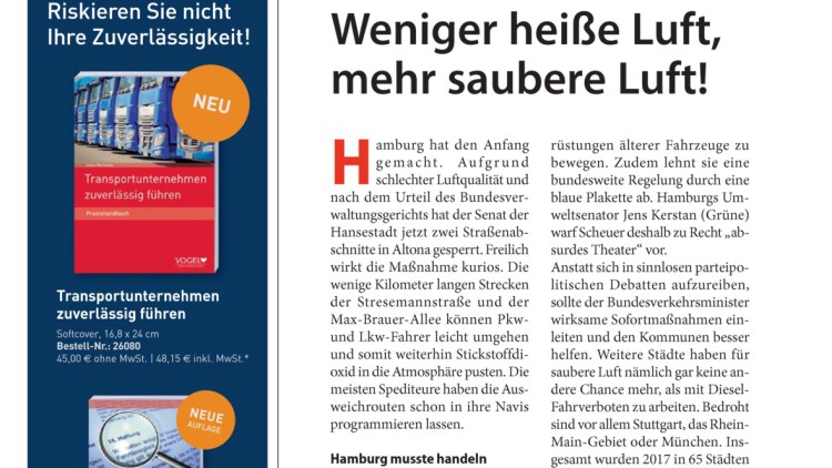 Diesel-Fahrverbot: Weniger heiße Luft, mehr saubere Luft!