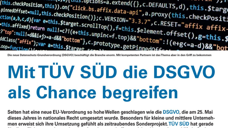 Mit TÜV SÜD die DSGVO als Chance begreifen