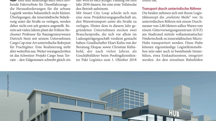 Paletten-Rohrpost statt Lkw