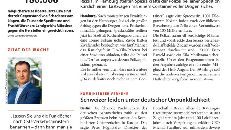Über eine Tonne Kokain im Lkw
