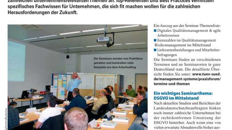 TÜV SÜD-Seminare: Praxisforum für unternehmerischen Erfolg