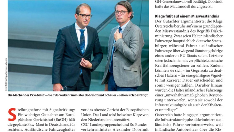 EuGH-Experte hält Pkw-Maut für rechtens
