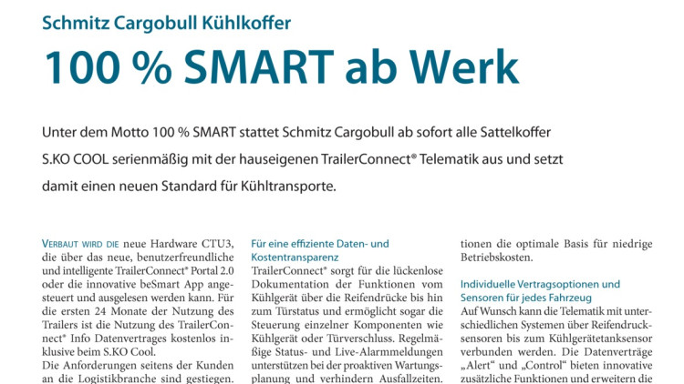 Schmitz Cargobull Kühlkoffer: 100 % SMART ab Werk