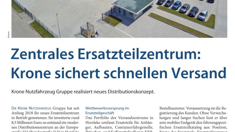 Zentrales Ersatzteilzentrum: Krone sichert schnellen Versand