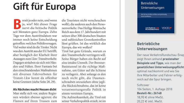 Tiroler Verkehrspolitik: Gift für Europa
