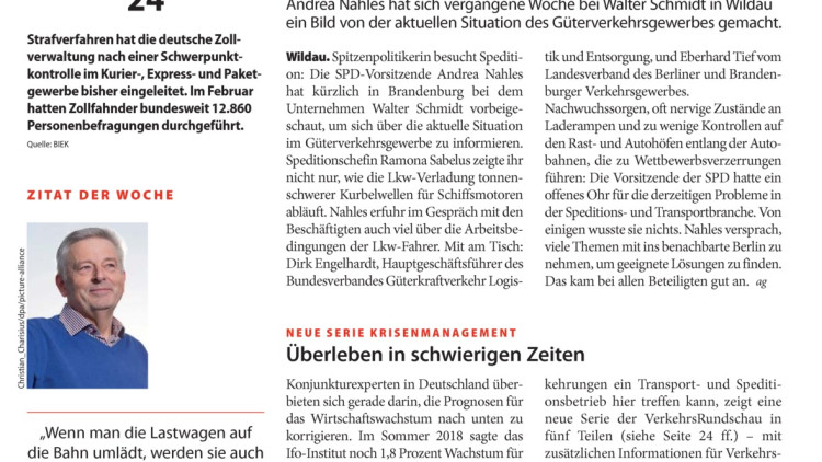 SPD-Chefin besucht Spedition SPD-Chefin besucht Spedition