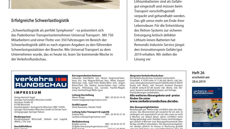 Erfolgreiche Schwerlastlogistik