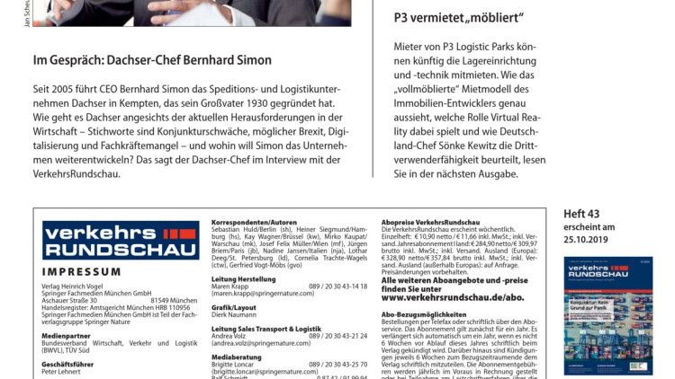Im Gespräch: Dachser-Chef Bernhard Simon Im Gespräch: Dachser-Chef Bernhard Simon