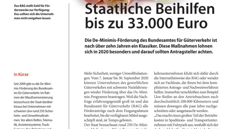 Staatliche Beihilfen bis zu 33.000 Euro