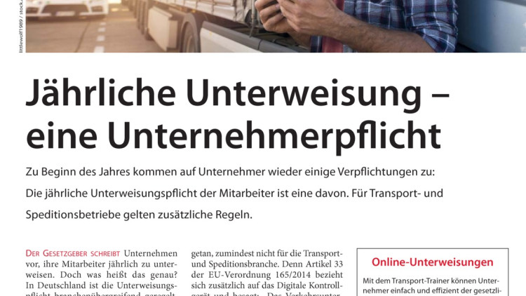 Jährliche Unterweisung - eine Unternehmerpflicht
