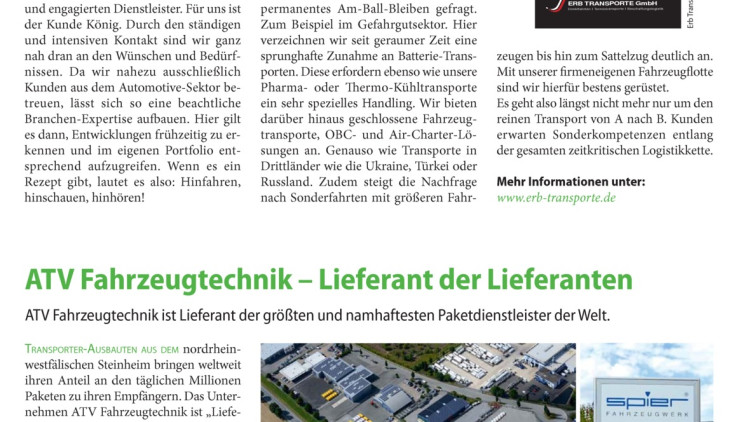 "Hinfahren, hinschauen, hinhören" Erb Transporte ist näher am Kunden