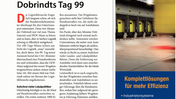 Lkw-Maut: Editorial: Dobrindts Tag 99