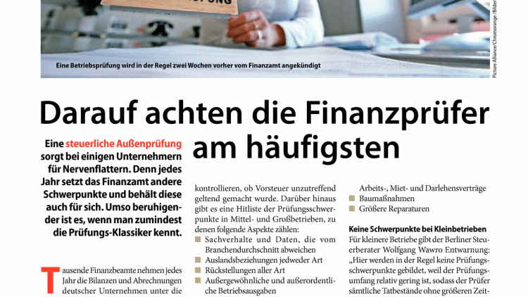 Darauf achten die Finanzprüfer am häufigsten