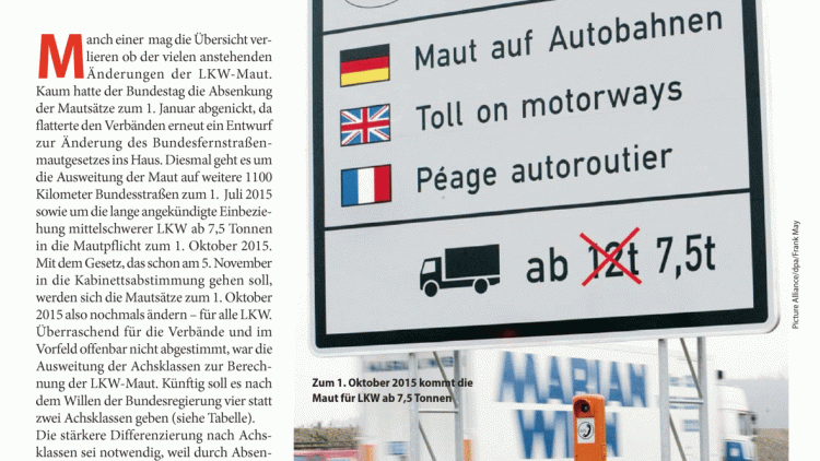 Die nächste Änderung der LKW-Maut