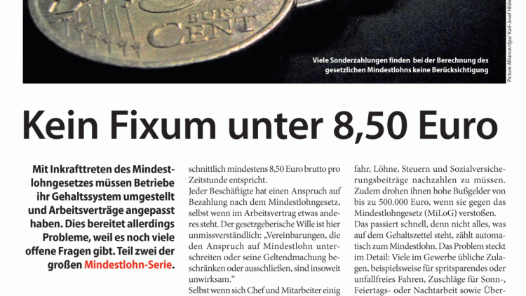 Kein Fixum unter 8,50 Euro