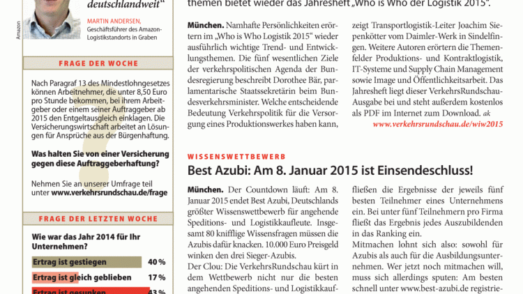 Die Logistik-Trends 2015 Die Logistik-Trends 2015