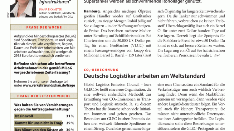 CO2-Berechnung: Deutsche Logistiker arbeiten am Weltstandard