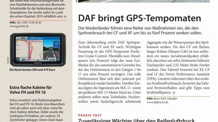 DAF bringt GPS-Tempomaten