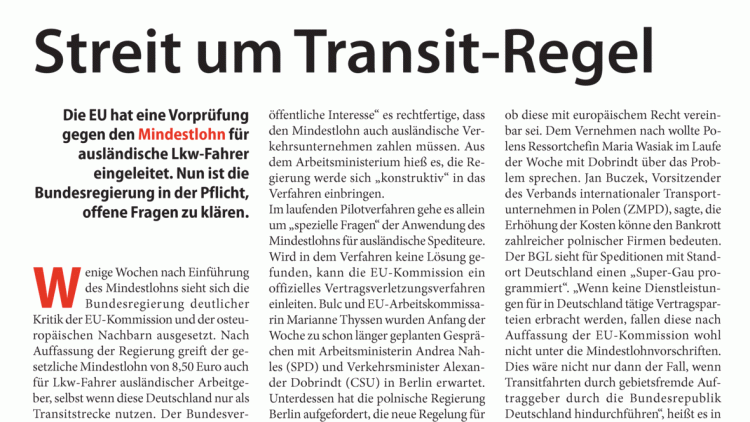 Streit um Transit-Regel