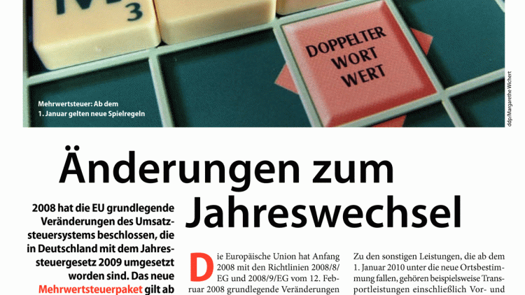  Änderungen zum Jahreswechsel