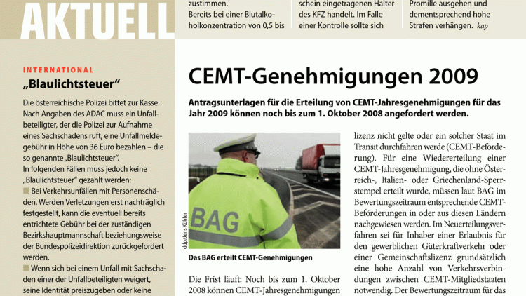 CEMT-Genehmigungen 2009