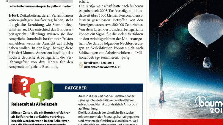 Nachzahlung für Zeitarbeiter