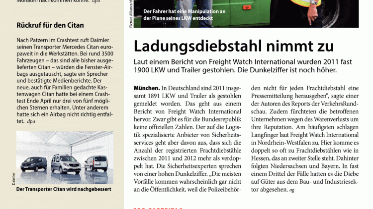 Ladungsdiebstahl nimmt zu