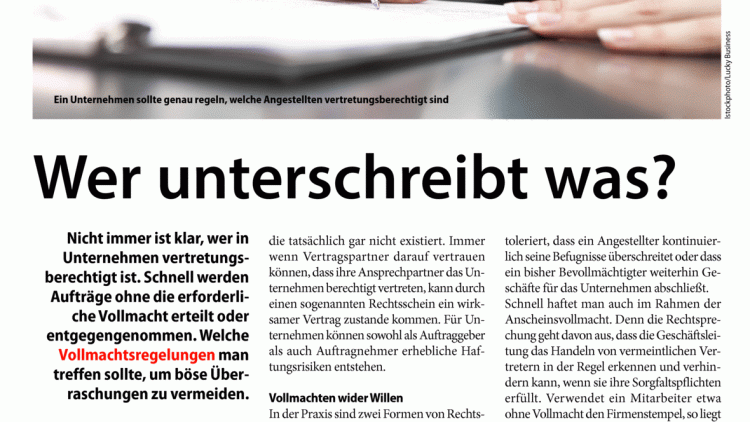 Vollmachtsregelungen