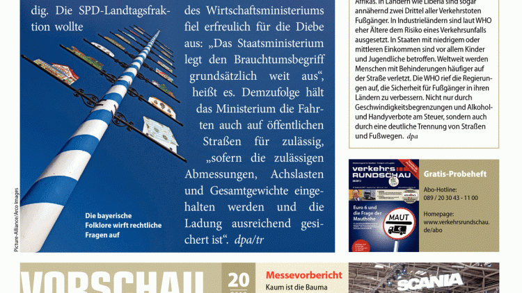 Freie Fahrt für Maibaumdiebe Gute Nachrichten für Maibaumdiebe: Wer einen gestohlenen Maibaum abtran ...