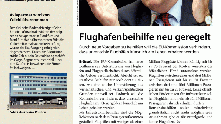 Flughafenbeihilfe neu geregelt