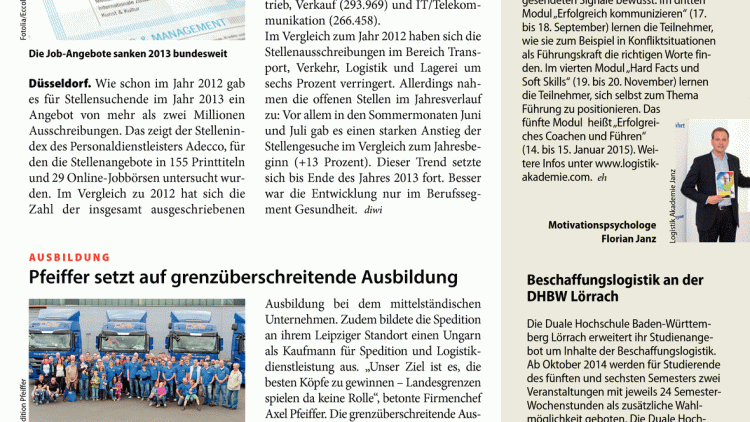 Weniger offene Logistikstellen