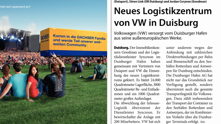 Neues Logistikzentrum von VW in Duisburg