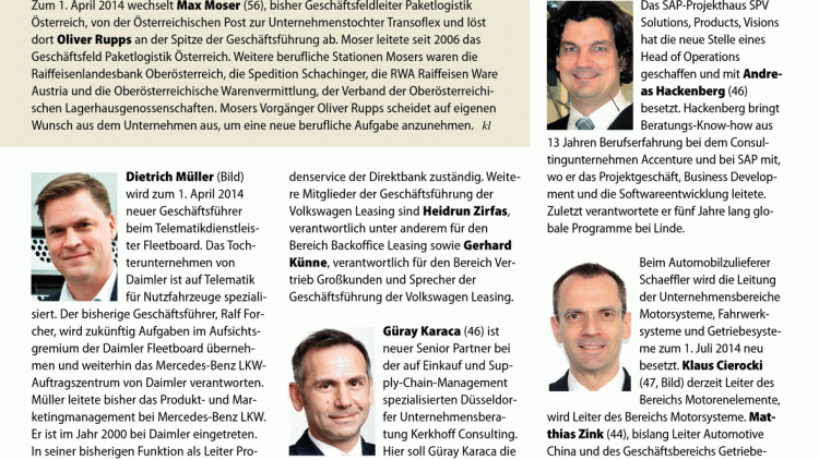 Dietrich Müller (Bild) wird zum 1. April 2014 neuer Geschäftsführer beim Telematikdienstleister Flee ...