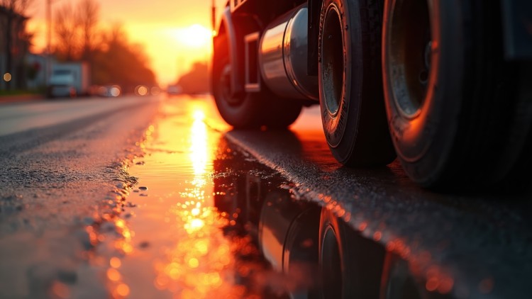 Lkw im Sonnenuntergang
