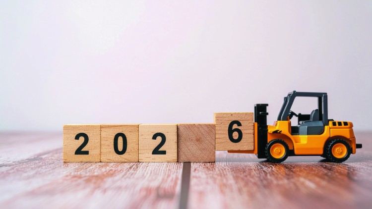 Gabelstapler an Bauklötzen