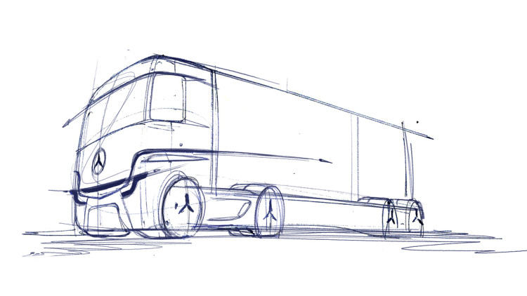 EActros Long Haul Daimer Truck Zeichnung