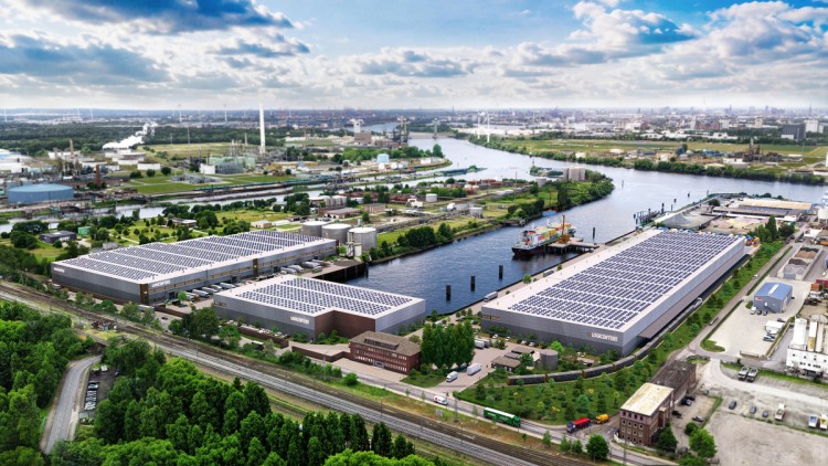 Luftbild-Visualisierung einer Logistikimmobilie in Hamburg-Harburg 