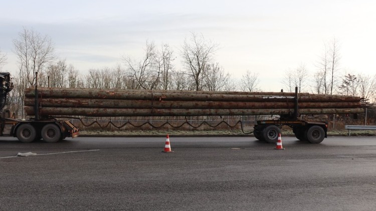 Überladener Holztransport mit 51t im deutsch-belgischen Grenzgebiet