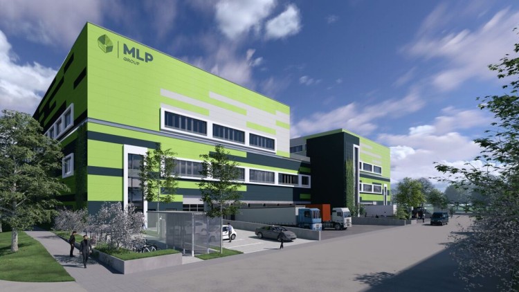 Visualisierung der zweigeschossigen Logistikimmobilie MLP Business Park München