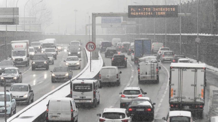 Schnee, Verkehr, Paris, Lkw