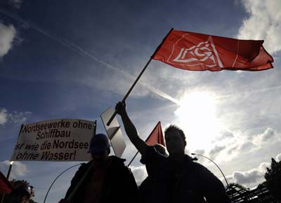 IG-Metall-Demonstration, Werftarbeiter
