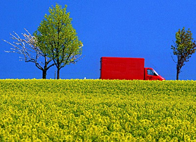 Transporter, Wiese, Grüne Logistik
