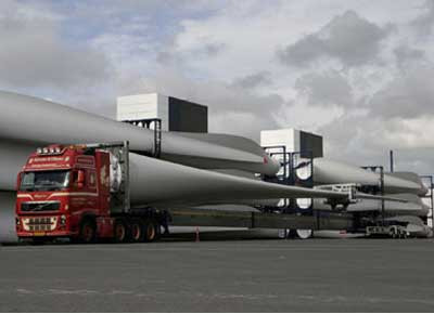 Windkraftanlagen, Transport