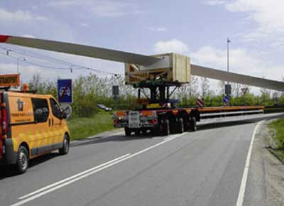Windkraftanlage, Transport, Rotorblatt 