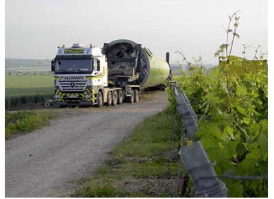 Windkraftanlagen, Transport