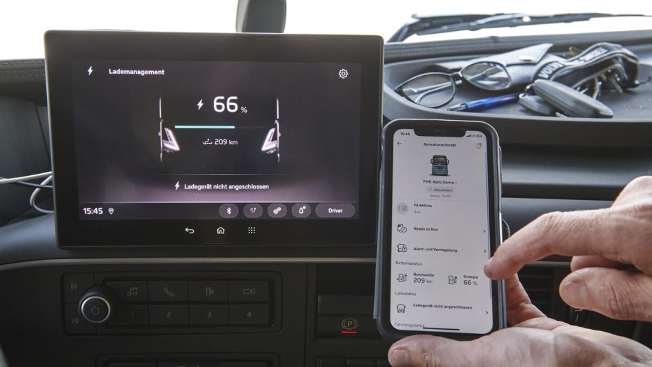 Lkw-Test E-Lkw VR Juli 2024, Volvo FH Aero Electric, App