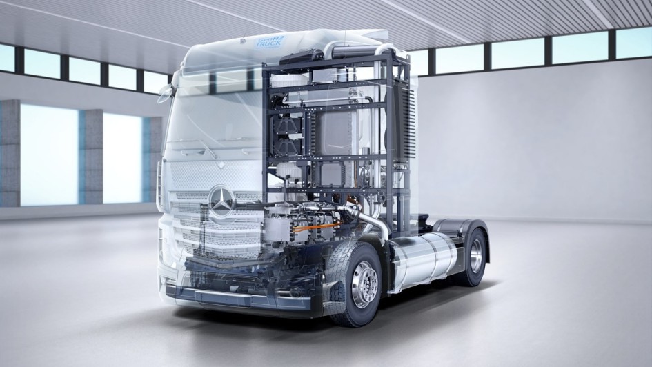 Grafik: Blick in den inneren Aufbau des GenH2-Brennstoffzellen-Lkw