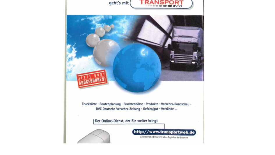 Scan einer Werbeseite für transportweb.de